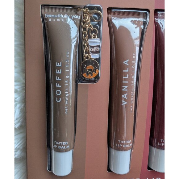 Tinted Lip Balm Set + 2 Charms | Coffee, Vanilla, Cherry, Mint - Picture 4 of 5